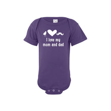 I love my mom and dad onesie - purple - wee ones - soft and spun apparel