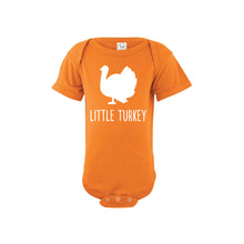 little turkey onesie - orange - thanksgiving onesie - soft and spun apparel