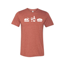 turkey + wine + pie graphic t-shirt - clay - thanksgiving t-shirt - soft and spun apparel