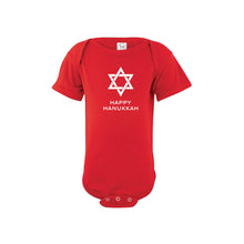 happy hanukkah onesie - red - holiday baby clothes - soft and spun apparel