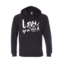 love is all you need and vodka pullover hoodie - black - soft and spun apparel