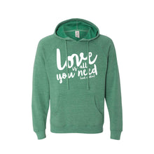 love is all you need and vodka pullover hoodie - sea green - soft and spun apparel