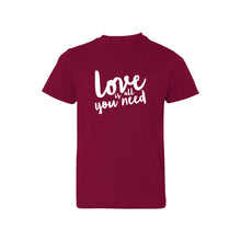 love is all you need kids t-shirt - garnet - soft and spun apparel