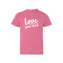 love is all you need kids t-shirt - raspberry - soft and spun apparel
