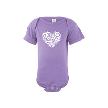 valentine heart swirl onesie - lavender - soft and spun apparel