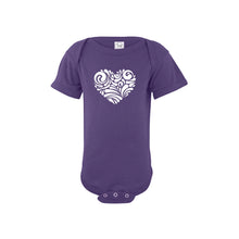 valentine heart swirl onesie - purple - soft and spun apparel
