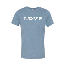 love - iowa t-shirt - denim - midwest nice - soft and spun apparel