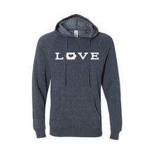 love - iowa - pullover hoodie - midnight navy - soft and spun apparel