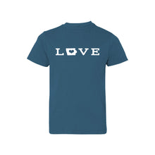love - iowa - kids t-shirt - indigo - midwest nice collection - soft and spun apparel