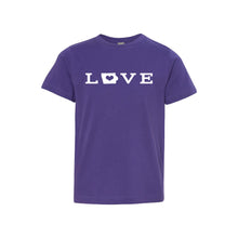 love - iowa - kids t-shirt - purple - midwest nice collection - soft and spun apparel