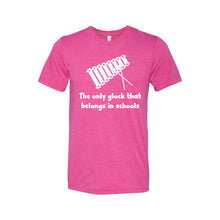 the only glock that belongs in schools t-shirt - berry - soft and spun apparel