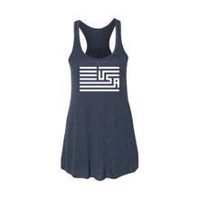 USA Flag Women's Tank-XS-Heather Navy-soft-and-spun-apparel