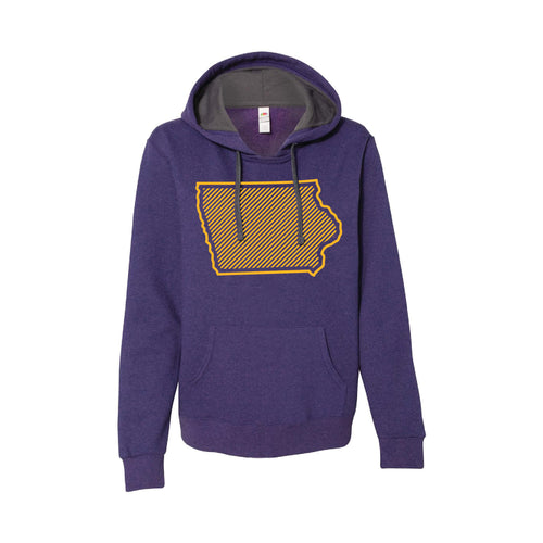 University of Northern Iowa Outline Themed Pullover Hoodie-S-Heather Grape-soft-and-spun-apparel