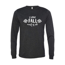 I Love Fall Most of All Long Sleeve T-Shirt-XS-Charcoal Black-soft-and-spun-apparel