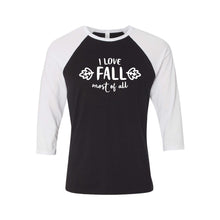 I Love Fall Most of All Raglan-XS-Black White-soft-and-spun-apparel