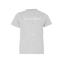 thankful - heather - kids t-shirt - thanksgiving t-shirt - soft and spun apparel