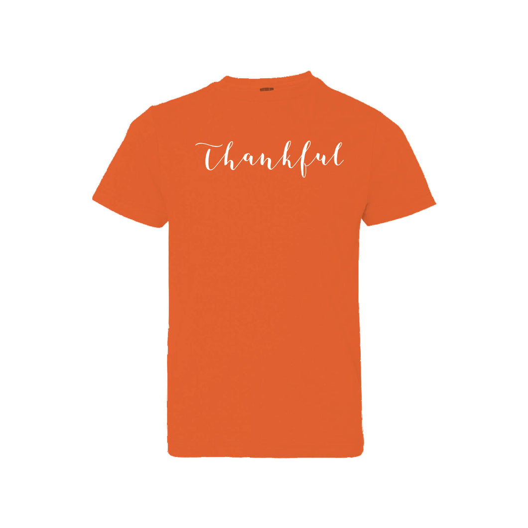 thankful - orange - kids t-shirt - thanksgiving t-shirt - soft and spun apparel