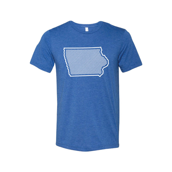 Iowa Diagonal Outline - Soft & Spun Apparel - True Royal