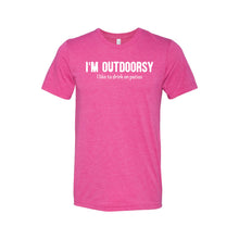 I'm Outdoorsy - I Like to Drink on Patios T-Shirt - Soft & Spun Apparel - Berry
