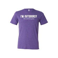 I'm Outdoorsy - I Like to Drink on Patios T-Shirt - Soft & Spun Apparel - Purple
