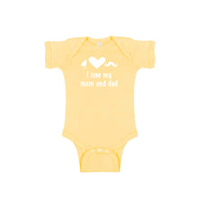 I love my mom and dad onesie - yellow - wee ones - soft and spun apparel