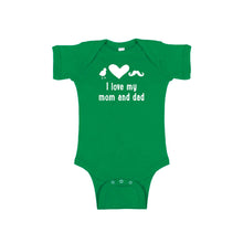 I love my mom and dad onesie - green - wee ones - soft and spun apparel