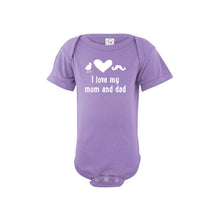 I love my mom and dad onesie - lavender - wee ones - soft and spun apparel