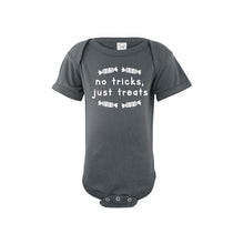 no tricks just treats - halloween onesie - charcoal - soft and spun apparel