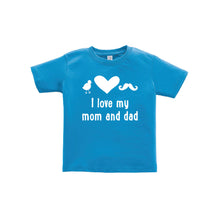 I love my mom and dad toddler tee - blue - wee ones - soft and spun apparel