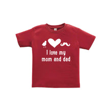 I love my mom and dad toddler tee - red - wee ones - soft and spun apparel