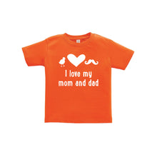 I love my mom and dad toddler tee - orange - wee ones - soft and spun apparel