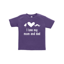 I love my mom and dad toddler tee - purple - wee ones - soft and spun apparel
