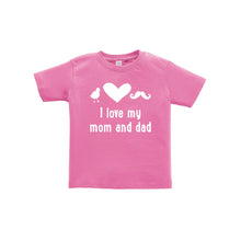 I love my mom and dad toddler tee - raspberry - wee ones - soft and spun apparel