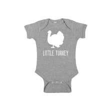 little turkey onesie - heather - thanksgiving onesie - soft and spun apparel