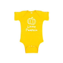 little pumpkin onesie - yellow - thanksgiving halloween onesie - soft & spun apparel