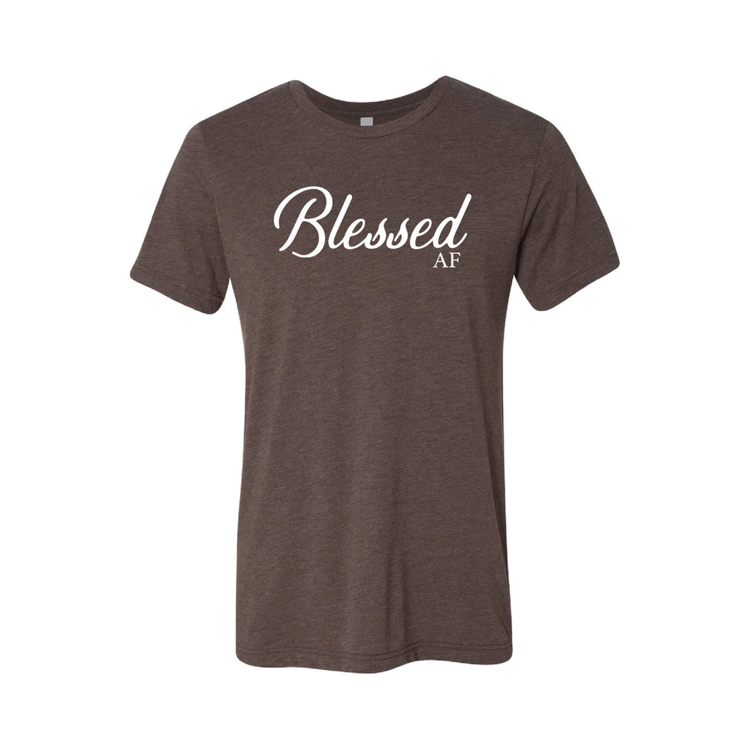 blessed af t-shirt - brown - thanksgiving t-shirt - soft and spun apparel