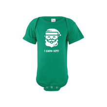 santa i know him onesie - kelly green - christmas onesie - soft and spun apparel