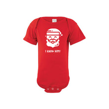 santa i know him onesie - red - christmas onesie - soft and spun apparel