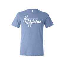 meet me under the mistletoe t-shirt - blue - christmas t-shirt - soft and spun apparel