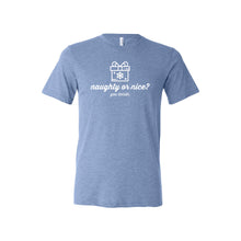 naughty or nice t-shirt - blue - christmas t-shirt - soft and spun apparel