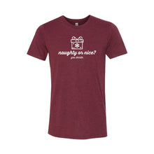 naughty or nice t-shirt - cardinal - christmas t-shirt - soft and spun apparel