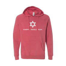 happy hanukkah hoodie - pomegranate - hanukkah sweatshirt - soft and spun apparel