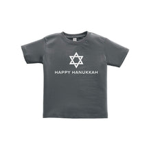 happy hanukkah toddler tee - charcoal black - holiday kids clothes - soft and spun apparel