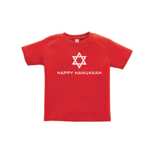 happy hanukkah toddler tee - red - holiday kids clothes - soft and spun apparel