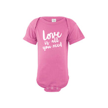 love is all you need onesie - raspberry - soft and spun apparel