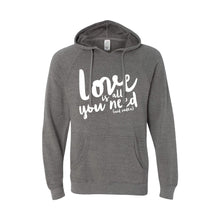 love is all you need and vodka pullover hoodie - nickel - soft and spun apparel