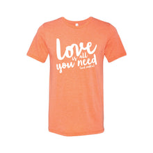 love is all you need and vodka t-shirt - orange - soft and spun apparel