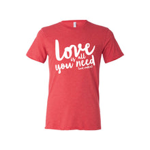 love is all you need and vodka t-shirt - red - soft and spun apparel