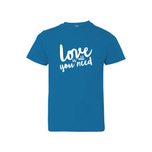 love is all you need kids t-shirt - cobalt - soft and spun apparel