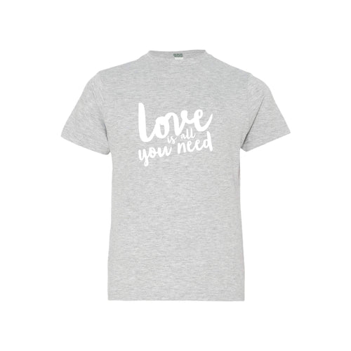 love is all you need kids t-shirt - heather - soft and spun apparel
